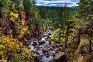 The Avenue of Giant Boulders in Prospect, Oregon, photographed in the Fall.