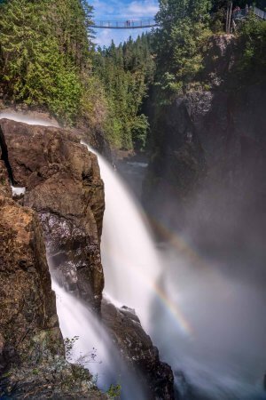 A long exposure photo of Elk Falls in Vancouver Island BC