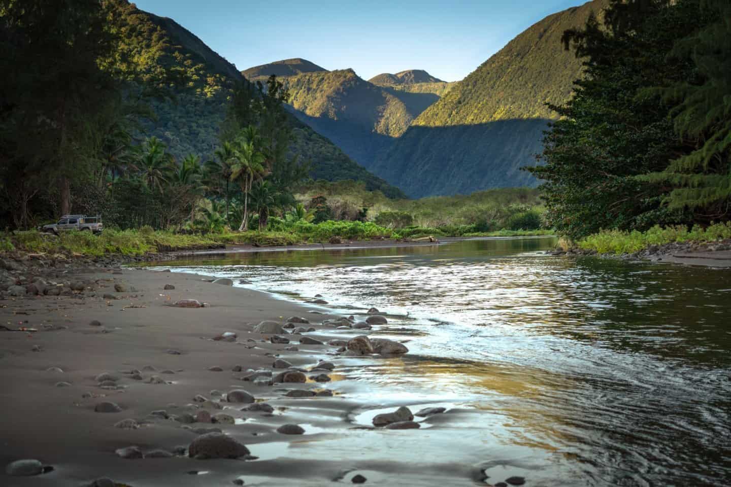 Big island photography location: A view of the Waipio Valley from the remote beach below.