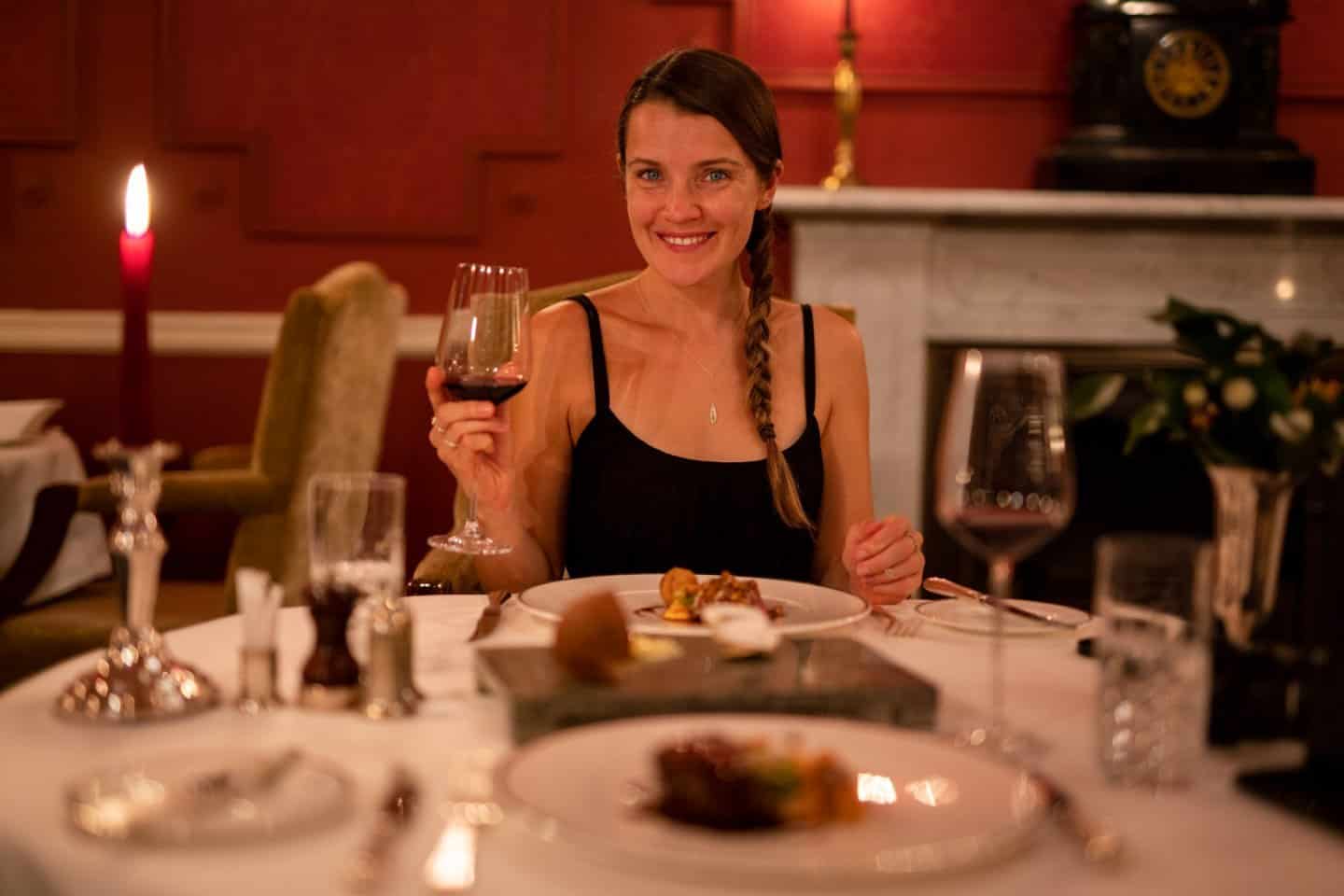 Enjoying the 6-course gourmet tasting menu at Glenapp Castle