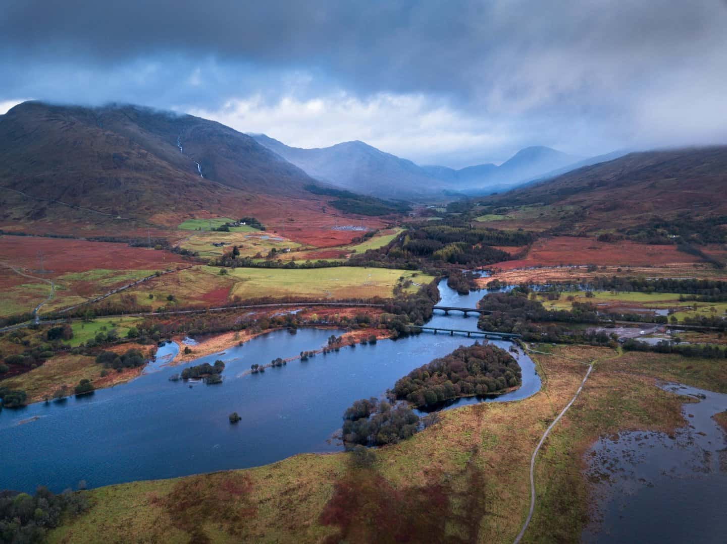 A colorful patchwork landscape on a 10 day road trip to Scotland.
