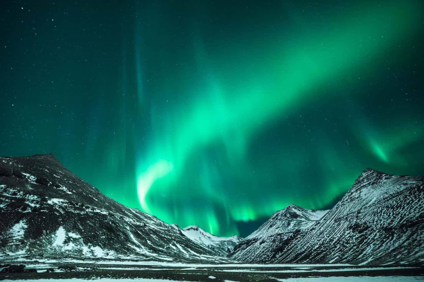 Photographing aurora in the mountains of Southeast Iceland.