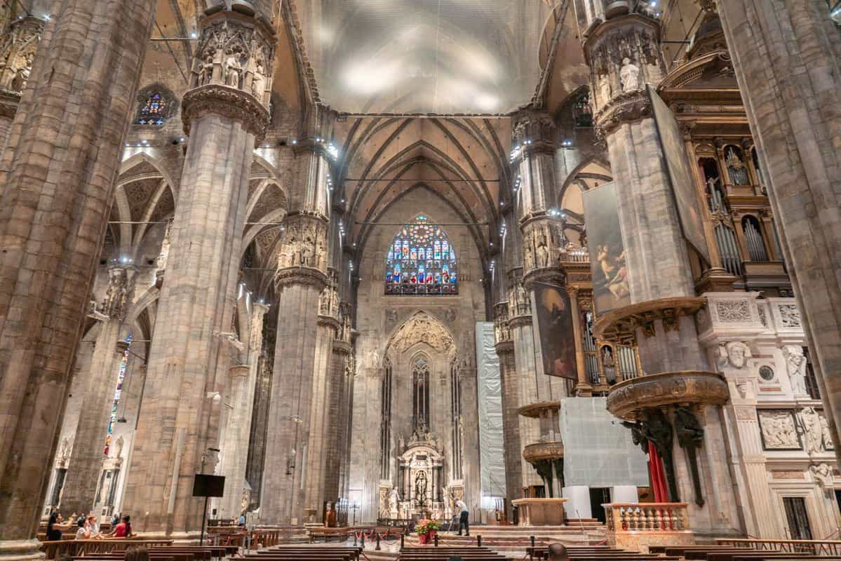 The stunning interior of Milan cathedral should be seen during 2 days in Milan