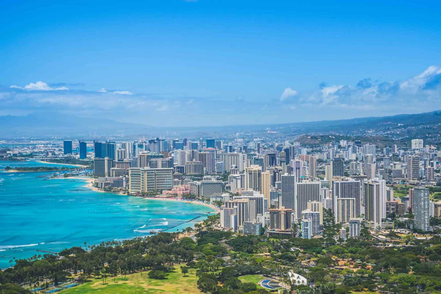 Looking out over Waikiki from Diamond Head on Oahu.