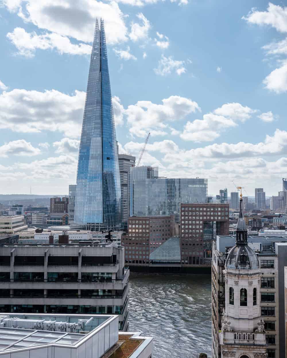 The Shard is London’s tallest skyscraper and a prominent landmark on the city's skyline.