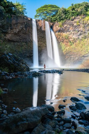 Wailua Falls long exposure Kauai waterfall photography.