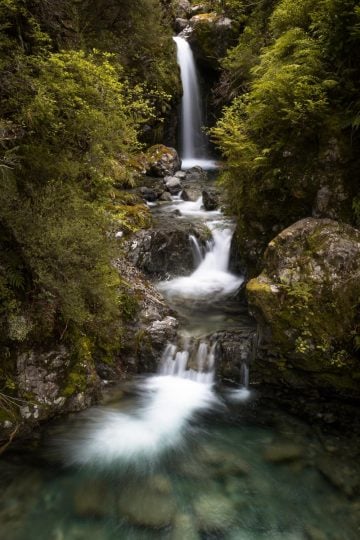 This small but beautiful cascade is hidden near the visitor center of Arthur's Pass.