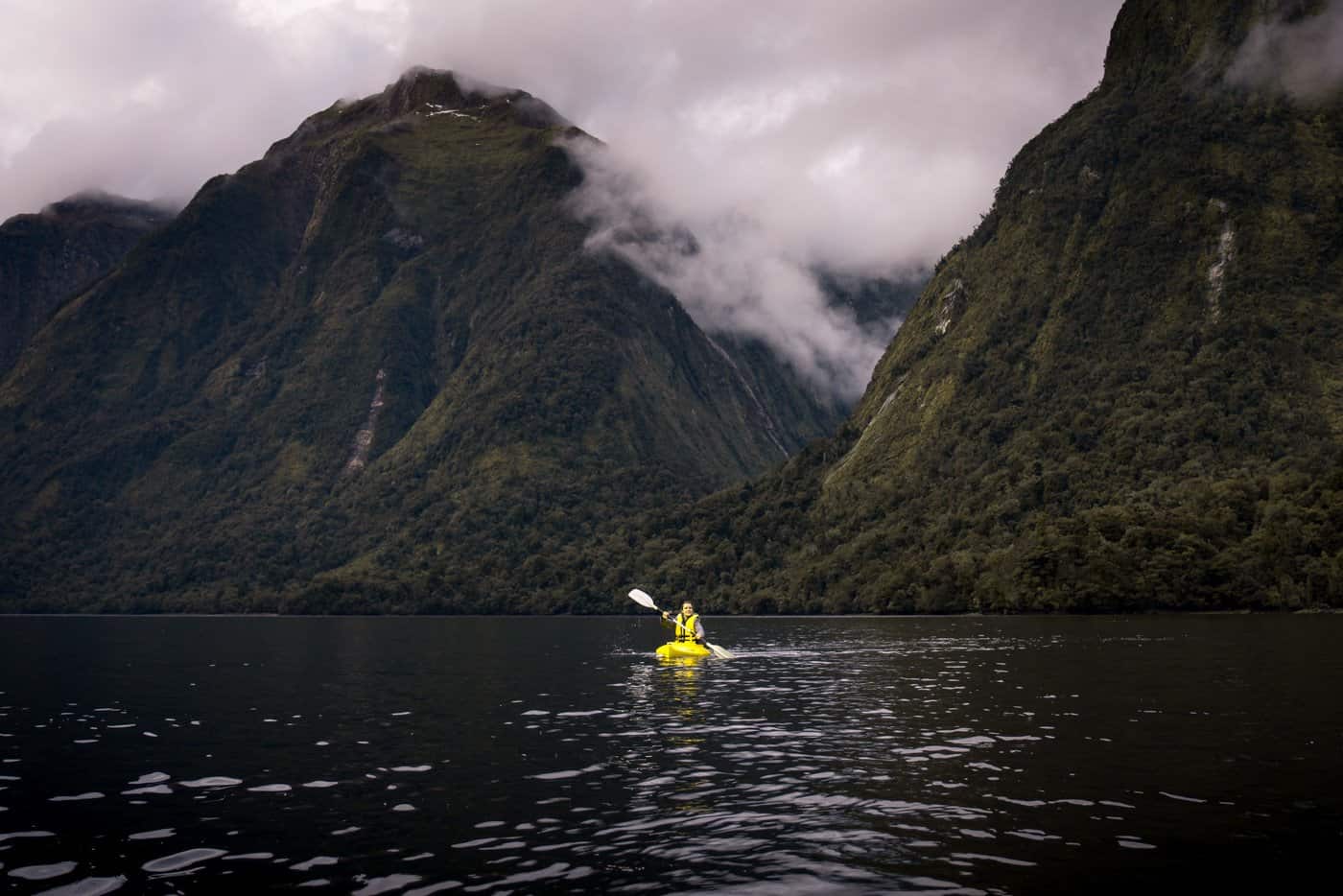 Expect a lot of cloudy days in Fjordlands National Park.