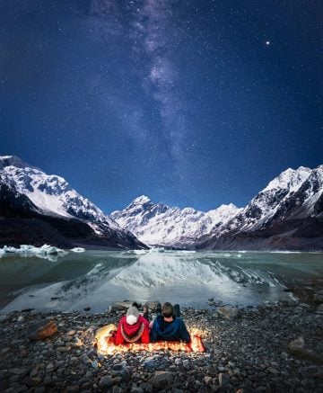 Night photography from Mt Cook, and the current 2020 visitor guide cover photo for the New Zealand Mackenzie region.
