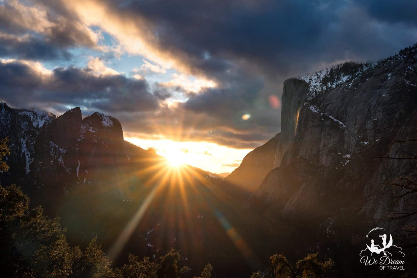The panoramic views from Four Mile Trail are the best place to watch sunset in Yosemite.