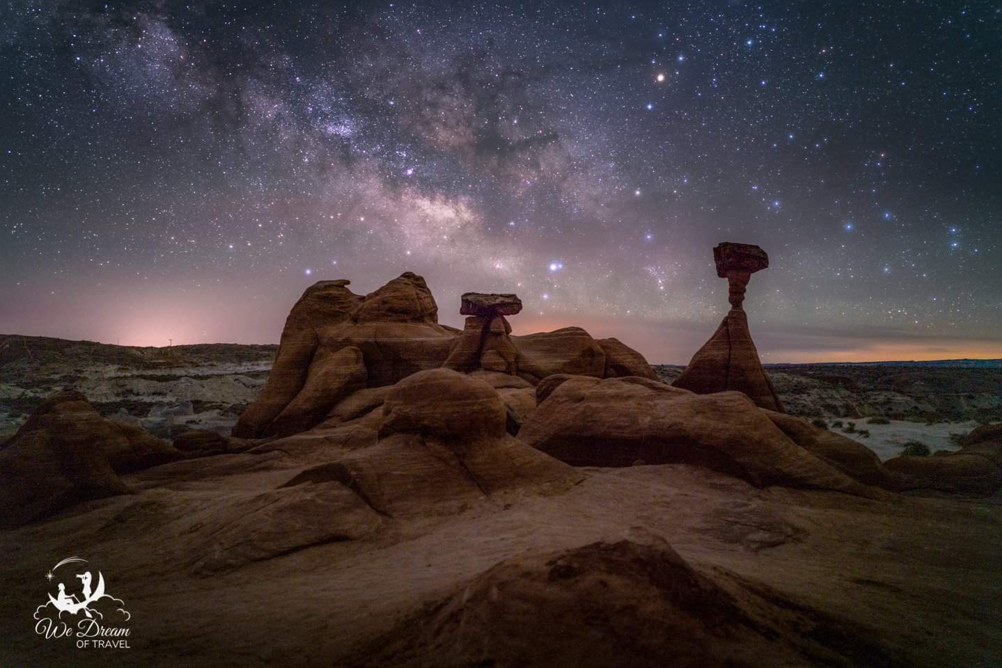 Night photography from the Toadstool Hoodoos while stargazing in Kanab.