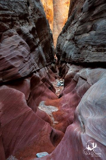 A photo showcasing the colors and textures of a Utah slot canyon.