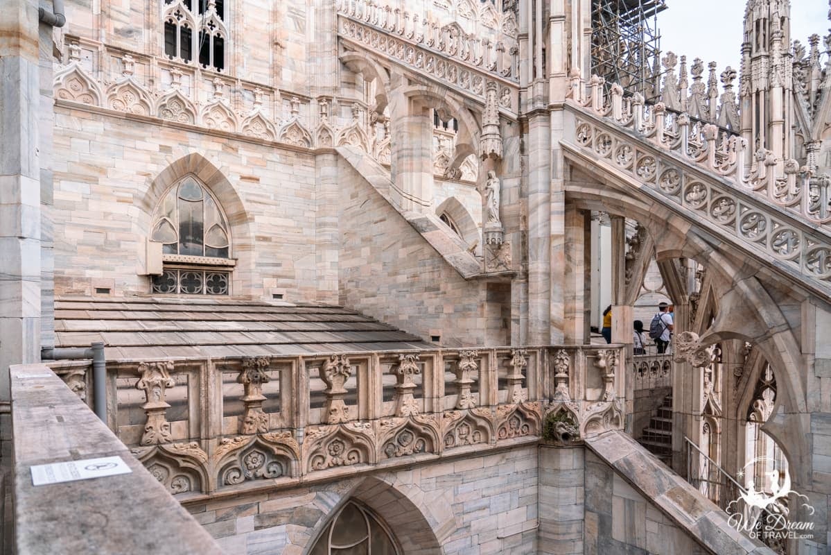 Intricate details in the rooftop of Duomo di Milano (Milan Cathderal) make it one of the most instagrammable places in Milan.