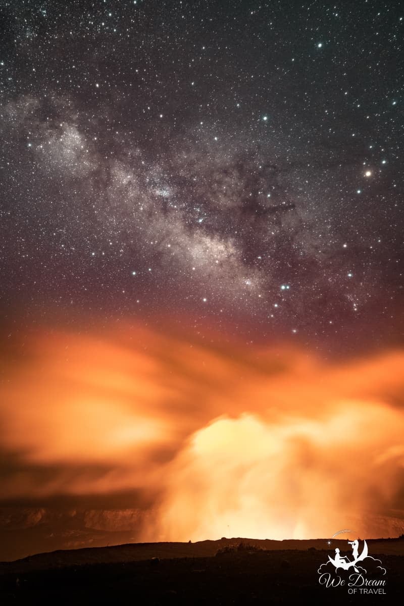 A milky way photo taken above the Kilauea Caldera in Hawaii Volcanoes National Park on the Big Island.