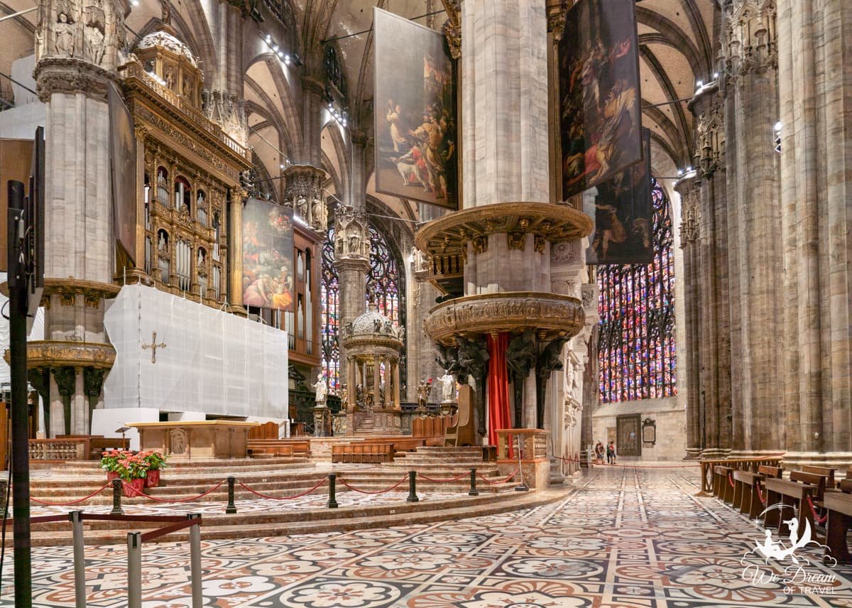 The stunning interior of Milan cathedral should be seen with one day in Milan