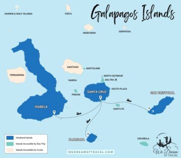 How To Travel To The Galapagos Islands In 10 Easy Steps 2024 Map Of The Galapagos Islands With Ferry Routes 360x315